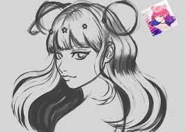 Anime hair is pretty easy to draw compared to real structured hair illustrations so only a little bit of training is needed with impressive results. Gustavo Garcia Space Buns Girl