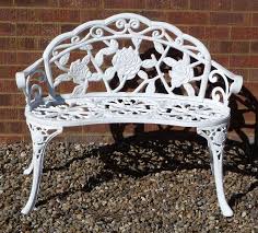 Cute White Iron Wrought Bench With Rose Detailing Cast Iron Garden Furniture Wrought Iron Garden Furniture Vintage Patio Furniture