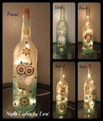 Owl Wine Bottle Night Light Diy Glass Bottle Crafts Bottles Decoration Glass Bottle Diy