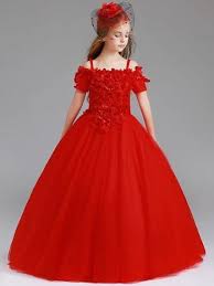 High End Girls Retro Mesh Stereo Floor Length Bubble Flowers Party Dress Princess Dress Kids Gowns For Girls Kids Formal Dresses