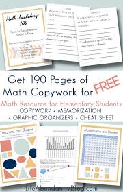 Huge Elementary Math Copywork Workbook And How To Get It For Free Life Abundantly Elementary Math Math Vocabulary Homeschool Math