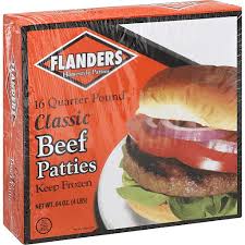 3 ounce beef burgers image. Flanders Homestyle 16 Quarter Pound Classic Beef Patties 64 Oz Box Ground Beef Burgers Carlie C S