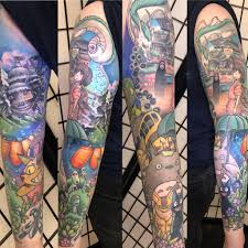 Finished Studio Ghibli Sleeve Done By Veronica At Agency Inc Nz Ghibli Tattoo Sleeve Tattoos Studio Ghibli Tattoo