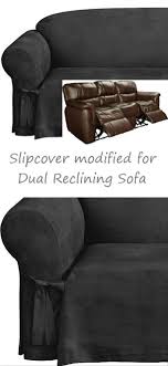 Reclining Sofa Slipcover Black Suede 3 Seater Dual Recliner Couch Reclining Sofa Slipcover Recliner Couch Leather Couch Covers