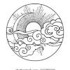 Magic in a jar coloring page with a cute sleeping moon. 1