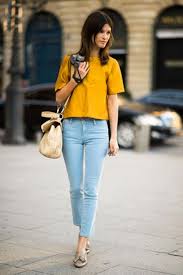 Mustard Yellow With Light Blue Jeans Street Style Blog Street Style Street Chic