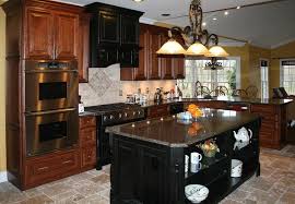 Cherry And Black Kitchen Cabinets With Travertine Tile Floor Tags Kitche Tuscan Kitchen Distressed Kitchen Cabinets Cherry Cabinets Kitchen