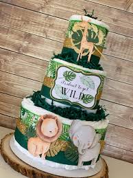 Tropical Safari Animals Diaper Cake Jungle Baby Shower Etsy In 2020 Jungle Baby Shower Centerpieces Safari Baby Shower Cake Safari Baby Shower Decorations