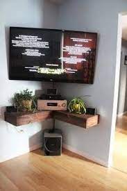 floating corner shelf timber under tv google search living room wall livingroom layout remodel bedroom industrial brackets