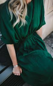 Linen Dress Green Linen Fashion Linen Dress Fashion