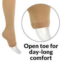 Thigh High Compression Stockings 20 30mmhg With Open Toe For Men And Women From Lemon Hero Fda Registered Best Leg Support Hose For Varicose Vein Treatment Swollen Legs Large Beige