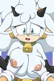 sonicguru, lanolin the sheep, sonic (series), sonic the hedgehog (idw),  highres, 1girl, 2023, bell, blue eyes, breasts, furry, furry female,  grabbing, grabbing another's breast, groping, horns, large breasts,  pinup (style), pov, sheep,