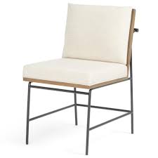 Mack Mid Century Modern White Upholstered Seat Black Iron Dining Chair Dining Chairs Dining Room Style Side Chairs Dining