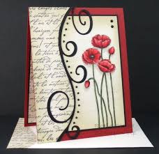 Black And Red Greeting Cards Handmade Card Script And Poppies By Rox71 Red And White With Black Accents Luv The Modern Look Of T Cards Handmade Poppy Cards Greeting Cards Handmade