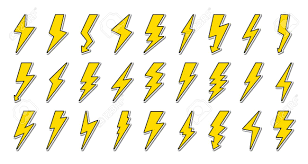 Set Of Yellow Lightning Bolt With Black Contour Icons In Style Royalty Free Cliparts Vectors And Stock Illustration Image 145758808