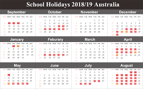 Australia 2019 School Holidays Calendar Holiday Calendar Printable School Holiday Calendar School Calendar