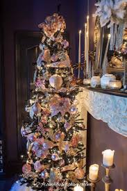 Black And Rose Gold Christmas Tree Pink And Gold Christmas Tree Decor On A Black Tree Plus 39 Bloggers Christmas Trees In 2020 Gold Christmas Decorations Gold Christmas Tree Decorations Pink Christmas Decorations