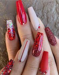 3d flowers and crystals make this nail art stand out. Best Styles Of Red Coffin Nails For 2020 Coffin Nails Designs Red Nails Red Nail Art Designs
