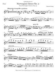 Grieg Norwegian Dance No 2 Flute Sheet Music Sheet Music Violin Sheet Music