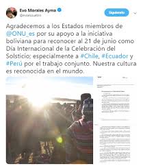 A mediodía, ya eran 99 los desaparecidos y se había confirmado una muerte. Onu Reconoce El 21 De Junio Como Dia Internacional De Celebracion Del Solsticio Propuesta Por Bolivia Ministerio De Relaciones Exteriores