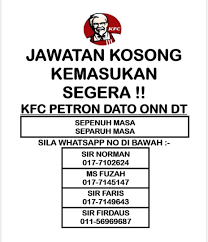 Senarai jawatan kosong di johor. Jawatan Kosong Kfc Petron Bandar Dato Onn Johor Bahru Facebook
