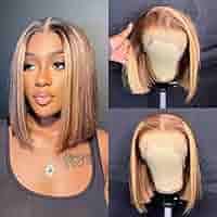 Amazon.com : U&A 13x6 Deep Part HD Highlight 27 Colored Short Bob Lace  Front Wigs Human Hair Brazilian Invisible Lace Front Wigs Pre Plucked With  Baby Hair For Fashion Women (10 inch) :