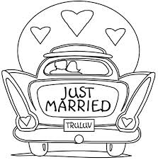 Kitschy Fun Just Married Dress Embroidery For Your Honeymoon Outfit Offbeat Bride Wedding Coloring Pages Coloring Books Wedding With Kids