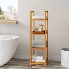 Dotted Line Ben 12 W X 41 13 H X 12 D Free Standing Bathroom Shelves Reviews Wayfair In 2020 Bathroom Shelves Teak Bathroom Accessories Bathroom Stand