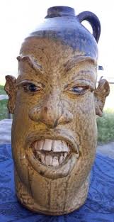 Kevin Haney "red Dog" Pottery Face Jug Tobacco Spit!