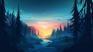 Vector Forest Sunset Forest Sunset Forest Nature Sky Atmosphere Darkness Tree L Beautiful Landscape Wallpaper Desktop Wallpaper Art Landscape Wallpaper