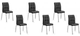 3 chaises en très bon état cuir noir perforé pour respirabilité et acier chromé année 90 designer antonio citterio et glen oliver low hauteur assise ; Lot De 6 Chaises Capitonnees Noires En Simili Cuir