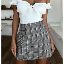 Black And White Checkered Skirt Outfit Summer 2019 Fashion Women Harajuku Plaid Mini Skirts Streetwear High Waist Casual Skirts Summer Slim Belt Straight Skirts Mini Skirts Fashion Skirt Outfits
