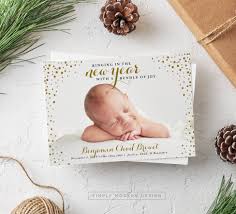 New Years Birth Announcement Holiday Birth Announcement New Etsy Holiday Birth Announcement Modern Baby Announcement Baby Announcement Cards