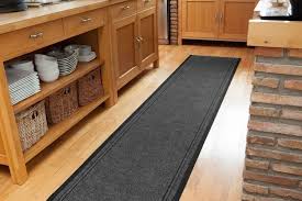 Rubber backed carpet is different than traditional woven backed carpet because it comes with its own rubber pad on the underside. Grey Black Kitchen Runner Rug Rug Runner Hallway Rug Runner Kitchen Buying Carpet