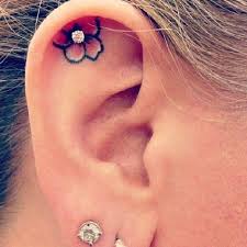 Flower Earring Tattoo Tattoos Cute Tattoos Ear Tattoo
