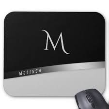 Black And White Mouse Pad Elegant Black White Silver Name And Monogram Mouse Pad Zazzle Com Monogram Gifts Monogram Monogram Styles