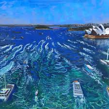Nemo's dad chases after the boat. Sydney Harbour Pastel 56x56cm Art