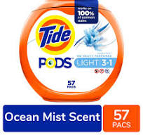 Tide Pods Ocean Mist Laundry Detergent Pods, 57 ct