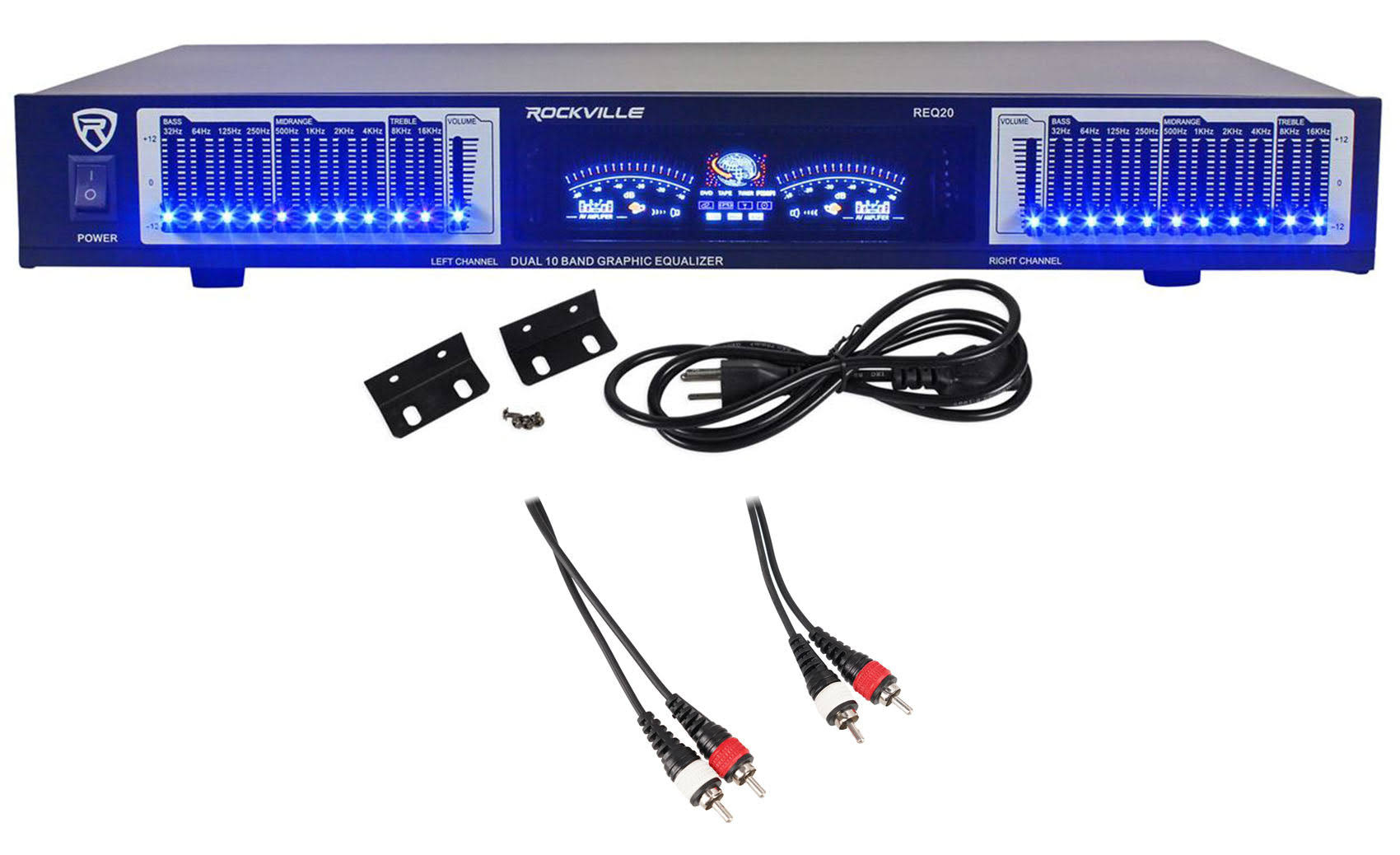 Rockville req20 19" Rack Mount Dual 10-Band Graphic Equalizer