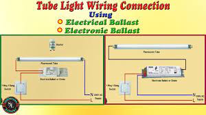 Fluorescent tube lights first came on the scene in the mid 1930's and were quickly adapted for uses in offices and commercial buildings. Fluorescent Tube Light Wiring Connection Using Electrical Choke And Starter Using Electronic Choke Youtube