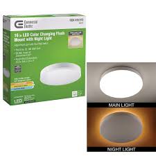 A flush mount ceiling fixture is a beautiful lighting fixture that can be a great way to update the interior look of your home. Commercial Electric 16 In Color Changing Selectable Led Flush Mount Ceiling Light With Night Light Feature 1400 Lumens 22 Watts Dimmable 56549101 The Home Depot