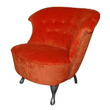 Vintage Orange Bamboo Velvet Slipper Chair Vintage Chairs Chair Orange Chair