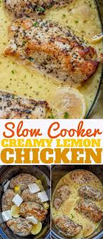 Slow Cooker Creamy Lemon Chicken With Butter Garlic And Lemon Coating Tender Chicken Breasts In A Chicken Crockpot Recipes Easy Slow Cooker Recipes Recipes