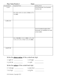 This Pdf Document Contains Six Place Value Worksheets Dealing With Standard Expanded Word Form Pl 5th Grade Worksheets Expanded Form Worksheets Place Values