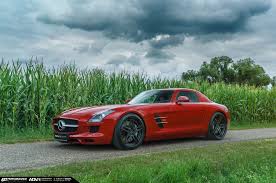 Red Mercedes Sls Rocking A Set Of Matte Black Adv1 Wheels Mercedes Sls Mercedes Adv1 Wheels