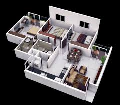 Namun denah rumah satu ini hanya memiliki 1 buah kamar mandi dekat kamar utama jadi tidak bisa mendapatkan setiap ruangan kamar mempunyai kamar mandi sendiri. Tampilan 3d Desain Rumah Minimalis Dengan 3 Kamar Tidur Sederhana