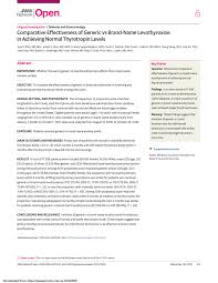PDF) Comparative Effectiveness of Generic vs Brand-Name Levothyroxine in  Achieving Normal Thyrotropin Levels