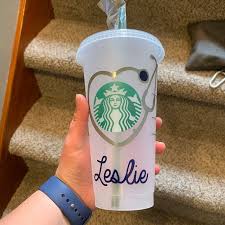 Personalized Nurse Starbucks Cupstarbucks Reusable Cupnurse Etsy In 2020 Starbucks Cups Personalized Starbucks Cup Custom Starbucks Cup