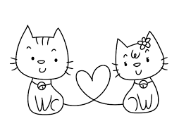 Dibujo De Gatos Enamorados Para Colorear Dibujos De Hello Kitty Dibujos De Gatos Dibujo Gato Facil
