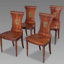 Fine Set Of Four Regency Mahogany Armorial Hall Chairs Hall Chair Chair English Antique Furniture